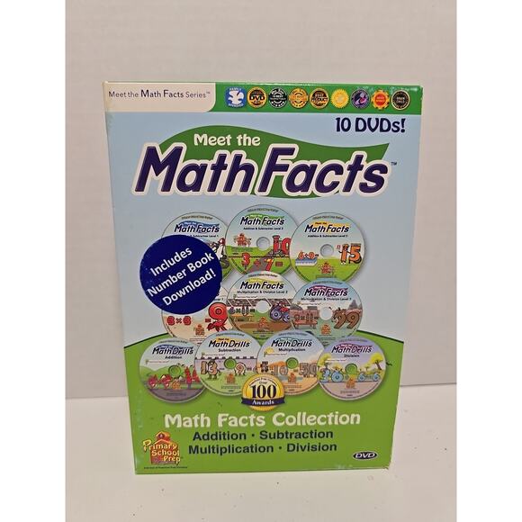 Meet the Math Facts 10 DVD Box Set Addition Subtraction Plus Primary School Prep - Picture 1 of 4